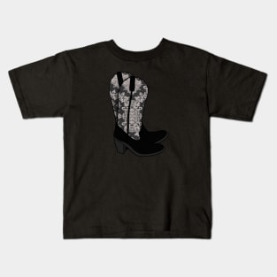 Black Lace Cowgirl Boots Kids T-Shirt